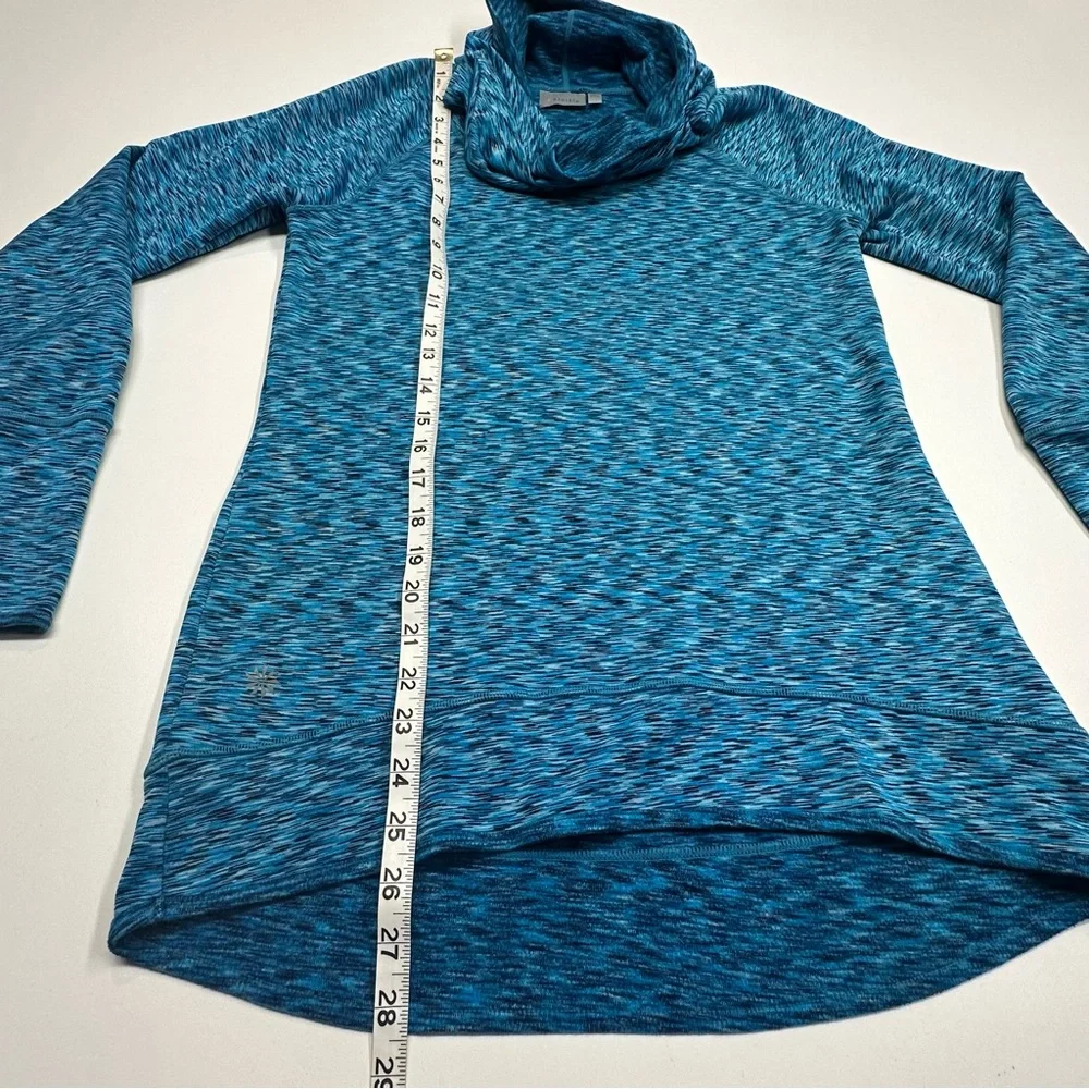 Athleta Teal Space Dye Cowl Neck Performance Fleece Lined Long Sleeve Top Small